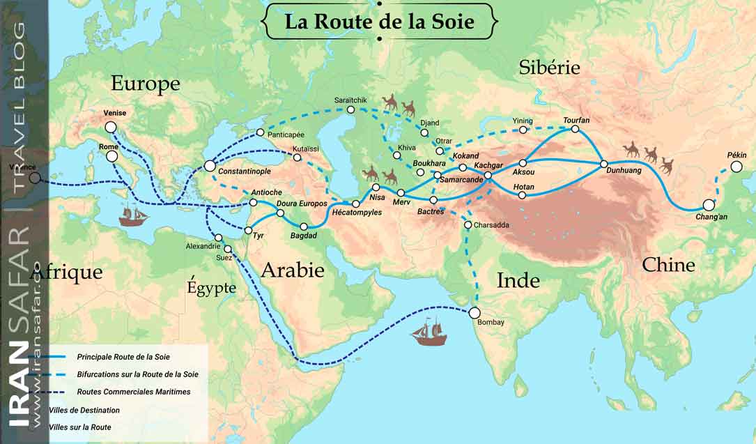 carte de la route de l a soie