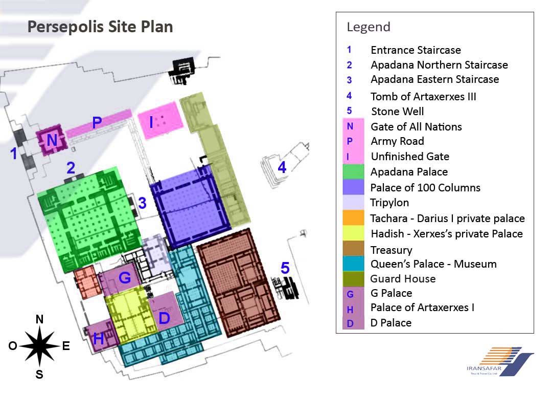 Plan et carte du site de Persépolis