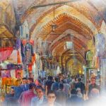 Bazaar in Iran painting