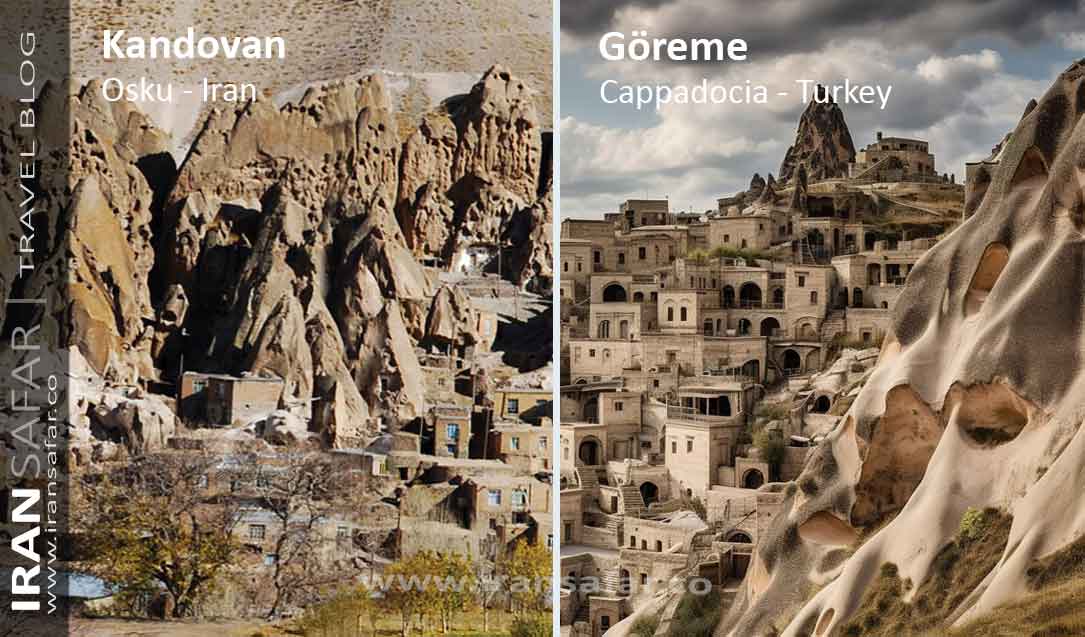 Kandovan and Cappadocia rocky villages 