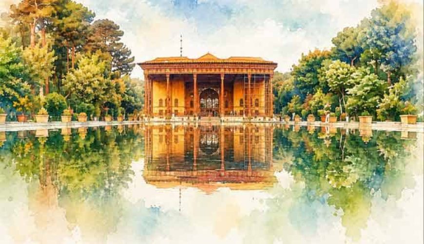 Water Color Painting, Chehel Sotoun Palace Isfahan