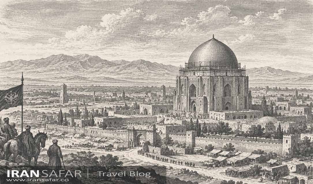 A painting depicting old capital of Soltanieh and the Dome