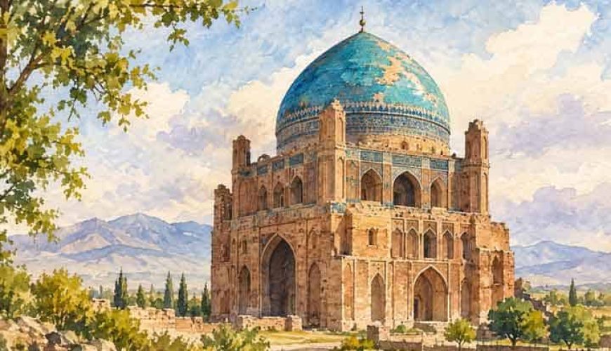 Water Color painting depicting Soltanieh Dome